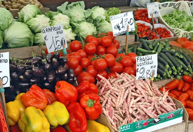 Fresh vegetables at a market stall