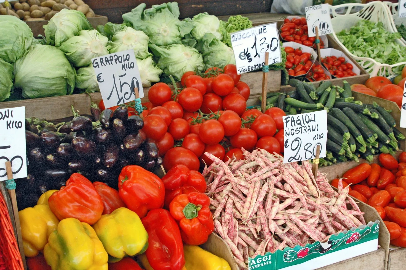 Fresh vegetables at a market stall